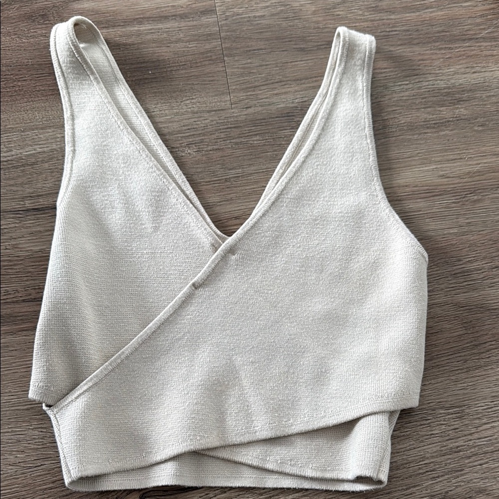 Abercrombie & Fitch Cream Wrap Top
